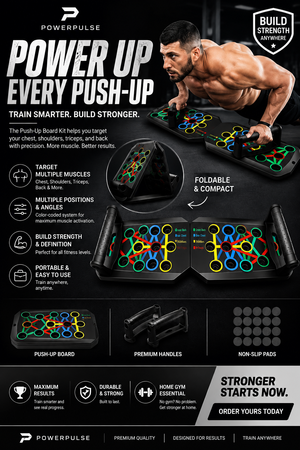 PowerPulse Push-Up Board Kit - Train Smarter. Build Stronger.
